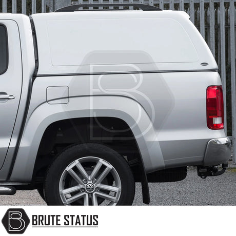 Volkswagen Amarok 2010-2022 Truckman RS Hardtop Canopy with solid rear window, remote locking, and Brute Status branding, enhancing pickup security and functionality.
