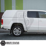 Volkswagen Amarok 2010-2022 Truckman RS Hardtop Canopy with solid rear window and remote locking, featuring secure, sleek design with fibreglass canopy and tinted windows.