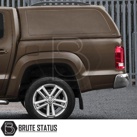 Volkswagen Amarok 2010-2022 with Truckman RS Hardtop Canopy featuring solid sides and a glazed rear window, enhancing security and style for commercial use.