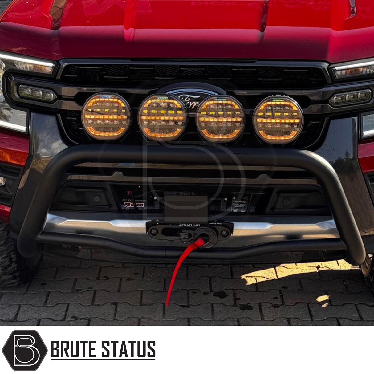 Heavy-duty Amarok 2023+ front nudge bar with TÜV-certified design and chassis-mounted brackets