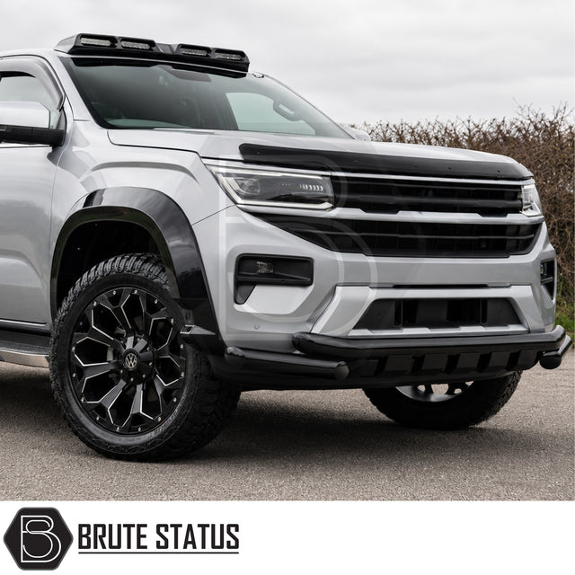 Volkswagen Amarok 2023+ fitted with matte black city bar featuring premium front-end protection and aggressive pickup truck styling
