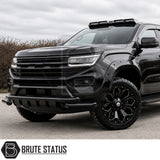 Modified Volkswagen Amarok pickup truck with matte black city bar installed for enhanced front bumper protection and bold exterior styling