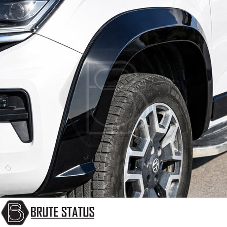 Overland Extreme Gloss Black Wide Wheel Arch Kit for Volkswagen Amarok 2023+ double cab, durable ABS fender flares with rubber seal interface and precision 3D-scanned fit.