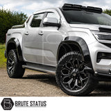 New Volkswagen Amarok 2023 pickup truck with gloss black wide wheel arch extensions adding rugged stance and enhanced road presence
