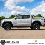 Volkswagen Amarok 2023+ wheel arch flare kit in gloss black, aftermarket wide body upgrade with durable ABS construction.