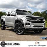 Volkswagen Amarok 2023+ gloss black fender flare kit, precision-engineered wide arch upgrade with UV-resistant finish.