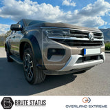 Overland Extreme Volkswagen Amarok 2023+ wide arch extensions, premium matte black wheel arch flare kit for Double Cab models.