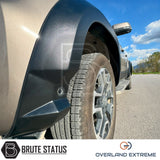 Volkswagen Amarok 2023+ Double Cab wide wheel arch flares, matte black Overland Extreme styling kit with vehicle-specific CAD design.