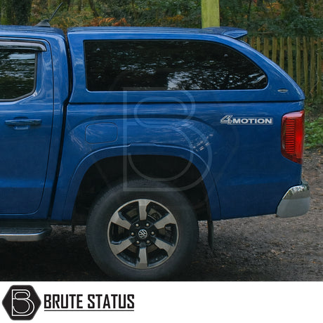 Volkswagen Amarok 2023+ Truckman Grand Hardtop Canopy with remote locking, featuring tinted windows and a sleek design, enhancing storage and security.
