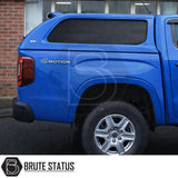 Volkswagen Amarok 2023+ Truckman L-Series Hardtop Canopy offers remote locking, enhancing security and style with its solid-sided, cab-high design, visible 4MOTION badge.