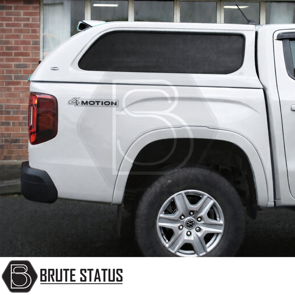 Volkswagen Amarok 2023+ Truckman L-Series Hardtop Canopy with remote locking, featuring a solid-sided design, tinted windows, and alloy wheels for enhanced security and style.
