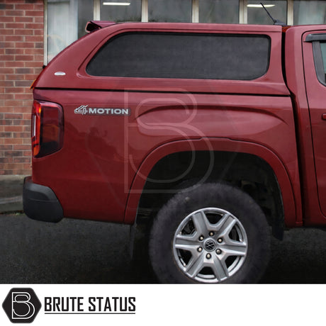 Volkswagen Amarok 2023+ Truckman L-Series Hardtop Canopy with remote locking, featuring a sleek cab-high design and secure solid sides, enhancing truck bed security.