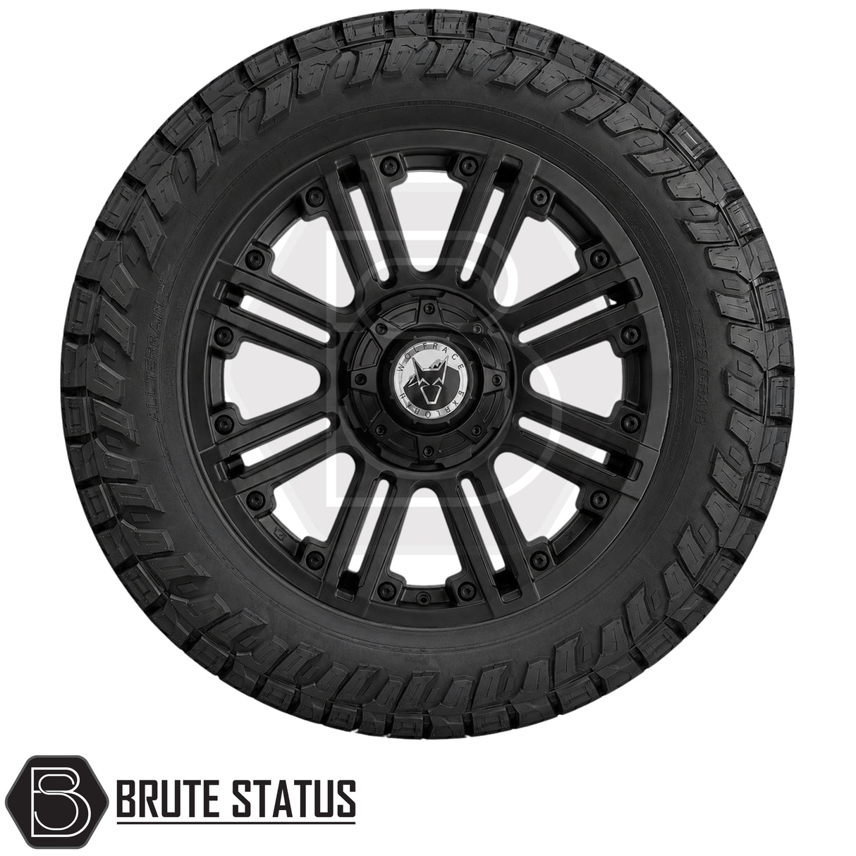 Premium Wolfrace Explorer Amazon wheels in matte black with 20 inch alloy design, all terrain tyres and 950kg load rating