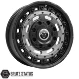 Wolfrace Slotmag Matte Black with Matte Gunmetal Grey Face Wheels – Stylish 17x8 alloy wheels for pickup trucks and SUVs, PCD 5x120 or 6x114.3, centre bore 65.1 or 66.1, offsets ET35–ET46, 1250kg load rating, sold as a full set of four.